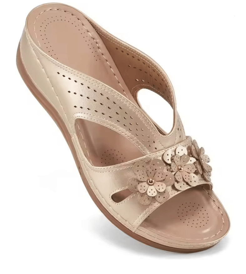 Plus Size Floral Wedge Platform Sandals Non Slip Comfortable Beach Slippers 4