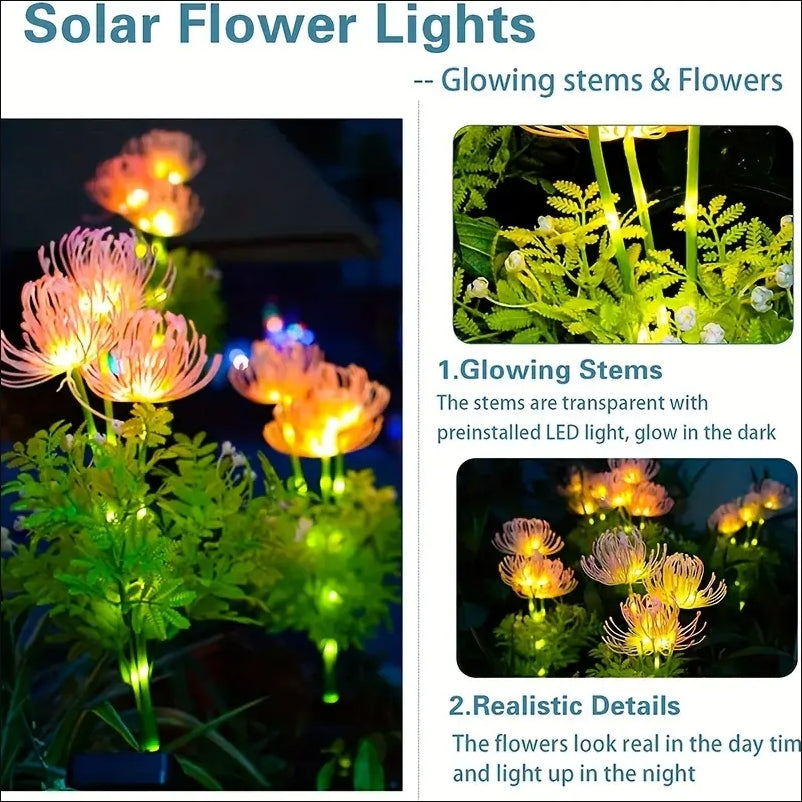 Red Spider Lily Solar Garden Lights Outdoor Waterproof Decoration, Flower Yard Lights, Solar Landscape Lighting