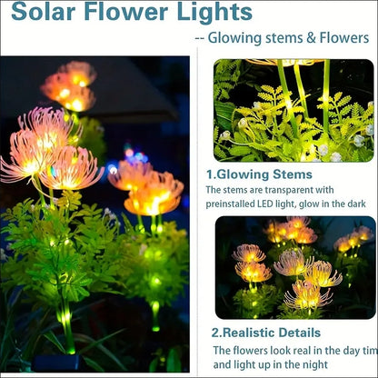Red Spider Lily Solar Garden Lights Outdoor Waterproof Decoration, Flower Yard Lights, Solar Landscape Lighting