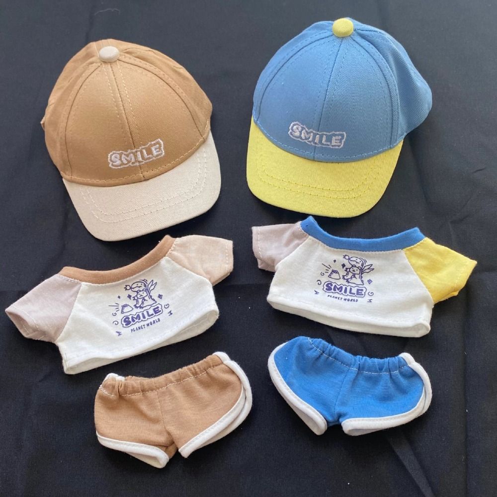 20CM Doll Sports Suit, T-Shirt, Shorts & Cap Set Miniature Sportswear for Changing Dressing Game & Photo Props