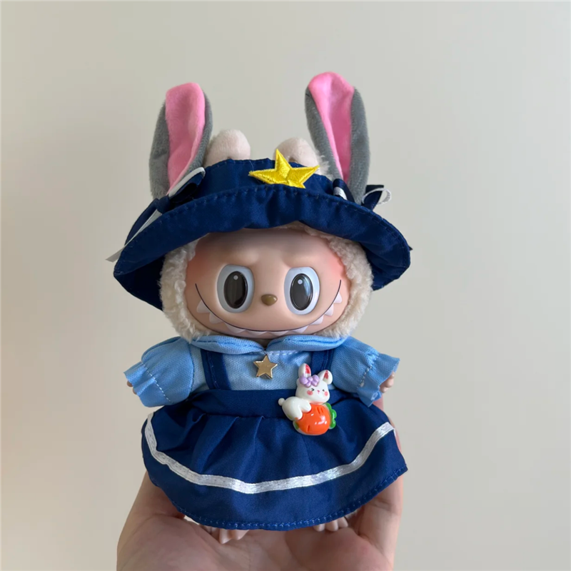 Labubu Doll Mini Clothe, Plush Pink Rose Bear, Cute Cartoon Mouse Rabbit Outfit Set for Sitting Dollhouse Accessories