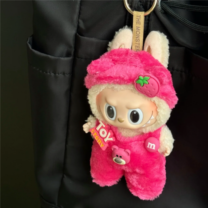 Labubu Doll Mini Clothe, Plush Pink Rose Bear, Cute Cartoon Mouse Rabbit Outfit Set for Sitting Dollhouse Accessories