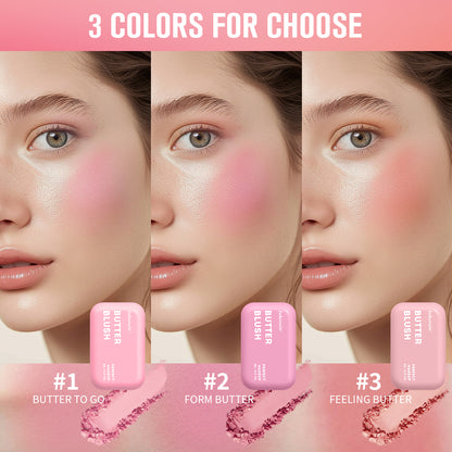 Butter Blush Matte Cheek Tint, Waterproof Face Contouring Cosmetics, Natural Soft Female Makeup, High Pigment Glow
