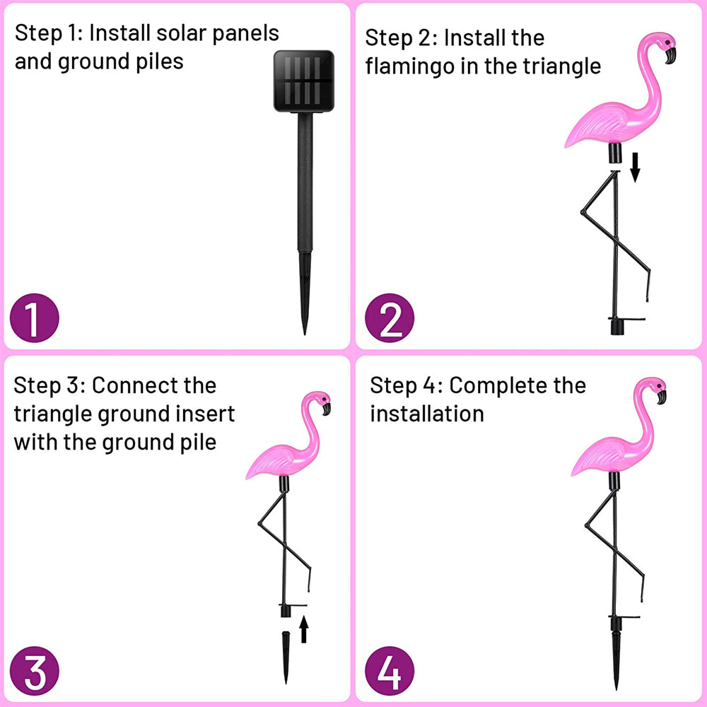 Waterproof Flamingo Solar Lights Outdoor, Garden Lawn Ornaments, Solar Flamingo Stake Lights for Christmas Patio Decor