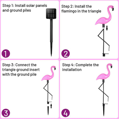 Waterproof Flamingo Solar Lights Outdoor, Garden Lawn Ornaments, Solar Flamingo Stake Lights for Christmas Patio Decor