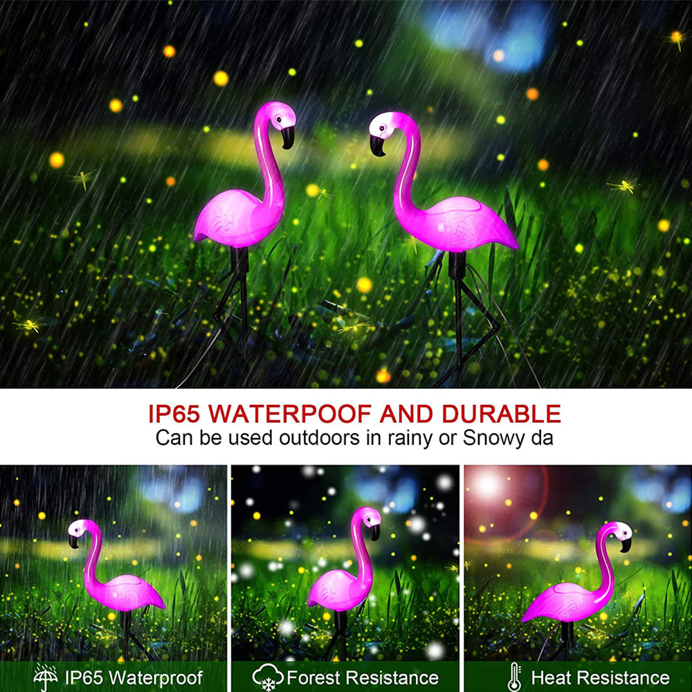 Waterproof Flamingo Solar Lights Outdoor, Garden Lawn Ornaments, Solar Flamingo Stake Lights for Christmas Patio Decor