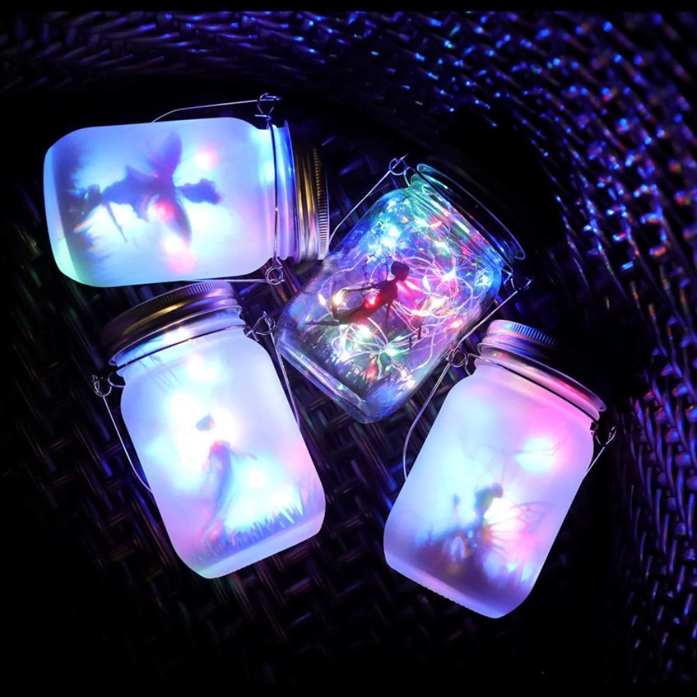 Waterproof Solar Mason Jar Lantern Fairy Lights, IP65 Hanging Standing Solar Lamp, Patio Lawn Garden Outdoor Decoration