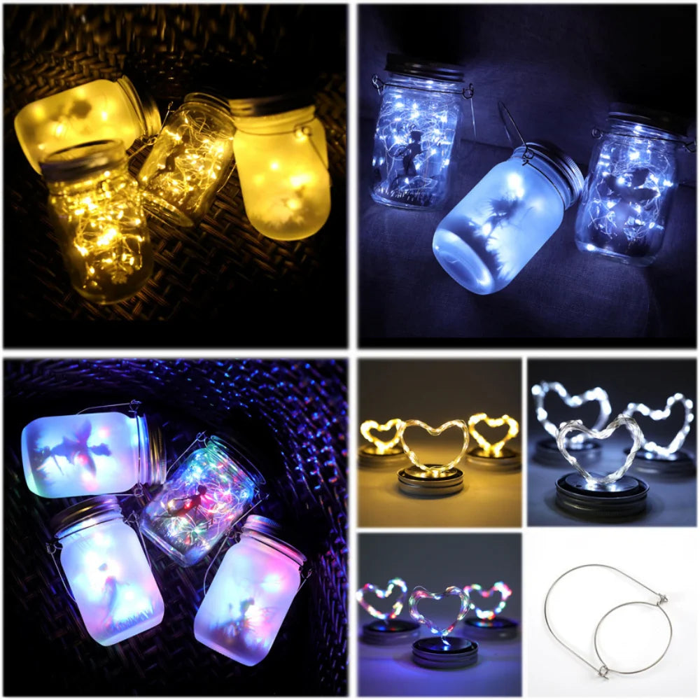 Waterproof Solar Mason Jar Lantern Fairy Lights, IP65 Hanging Standing Solar Lamp, Patio Lawn Garden Outdoor Decoration