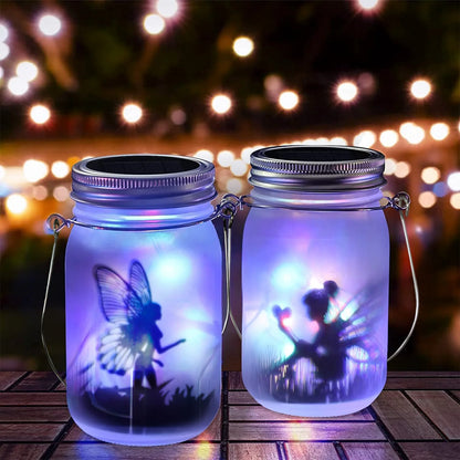 Waterproof Solar Mason Jar Lantern Fairy Lights, IP65 Hanging Standing Solar Lamp, Patio Lawn Garden Outdoor Decoration