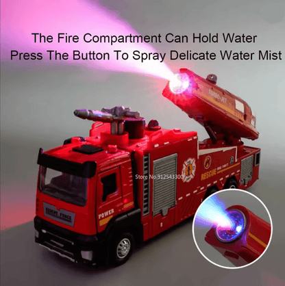 Interactive 1 To 32 Scale Water Spray Fire Truck Toy With Lights Sound And Pull Back 2