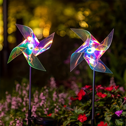 Luminous LED Solar Laser Magic Color Windmill Light, Outdoor Ground Plug-In Lamp, Courtyard Garden Landscape Decoration
