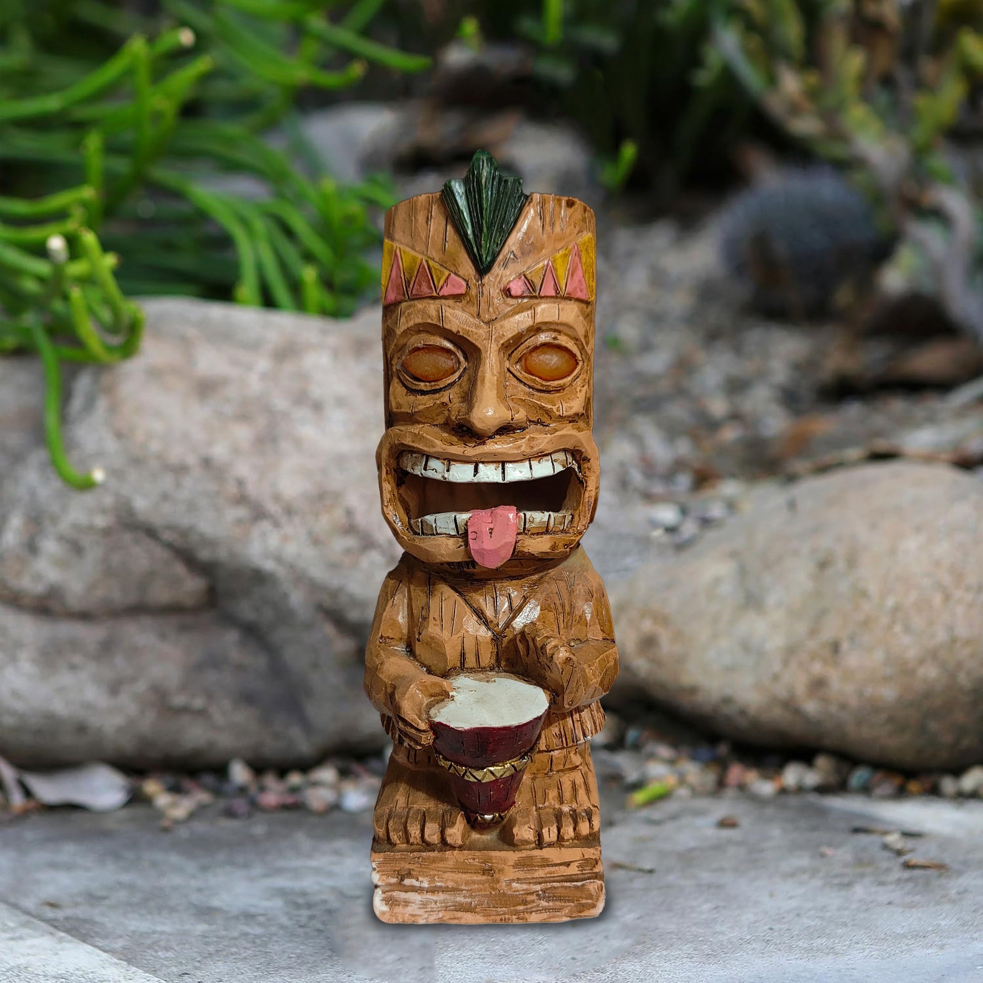 Solar Tiki Lights Outdoor Statues Backyard, Tiki Totem Decor for Hawaiian Party, Tropical Garden Statues Patio