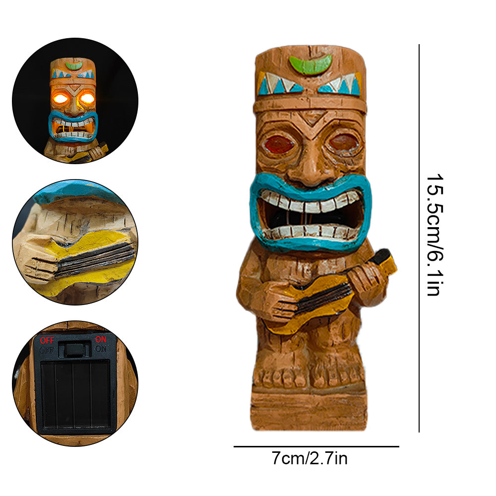 Solar Tiki Lights Outdoor Statues Backyard, Tiki Totem Decor for Hawaiian Party, Tropical Garden Statues Patio