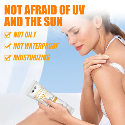 Whitening Sunscreen SPF 90 OilFree Sunblock For Face  Body Skin Brightening UV Protection AntiSpot  1