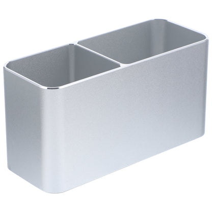 Double Storage Pen Holder, Aluminum Desktop Organizer, Lightweight Pencil Case for Home, Office Supplies