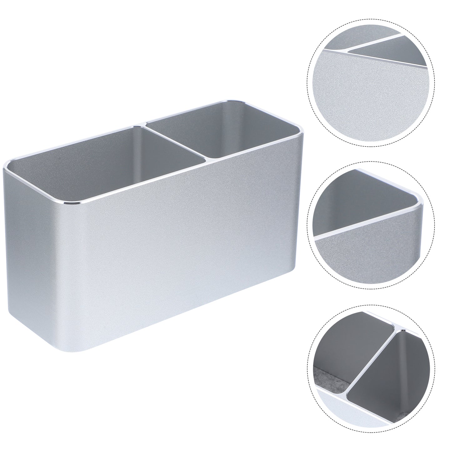 Double Storage Pen Holder, Aluminum Desktop Organizer, Lightweight Pencil Case for Home, Office Supplies
