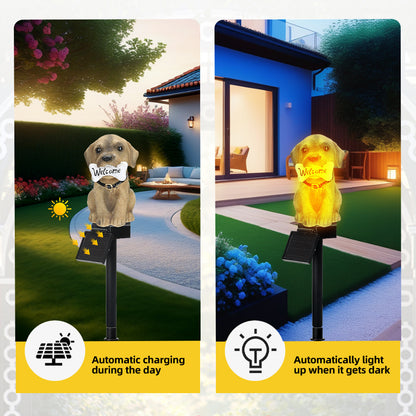 Mini Cute Puppy Solar Outdoor Decor LED Solar Lawn Lights For Garden Pathway Resin Dog Yard Light S 1