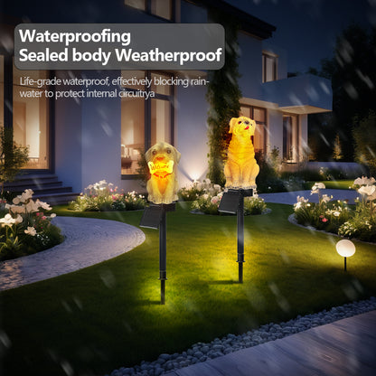 Mini Cute Puppy Solar Outdoor Decor LED Solar Lawn Lights For Garden Pathway Resin Dog Yard Light S 2