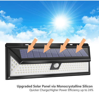 LED Solar Wall Light Outdoor Sensor, 4400mAh Waterproof Garden Light, Strong Bright Wall Lamp for Security