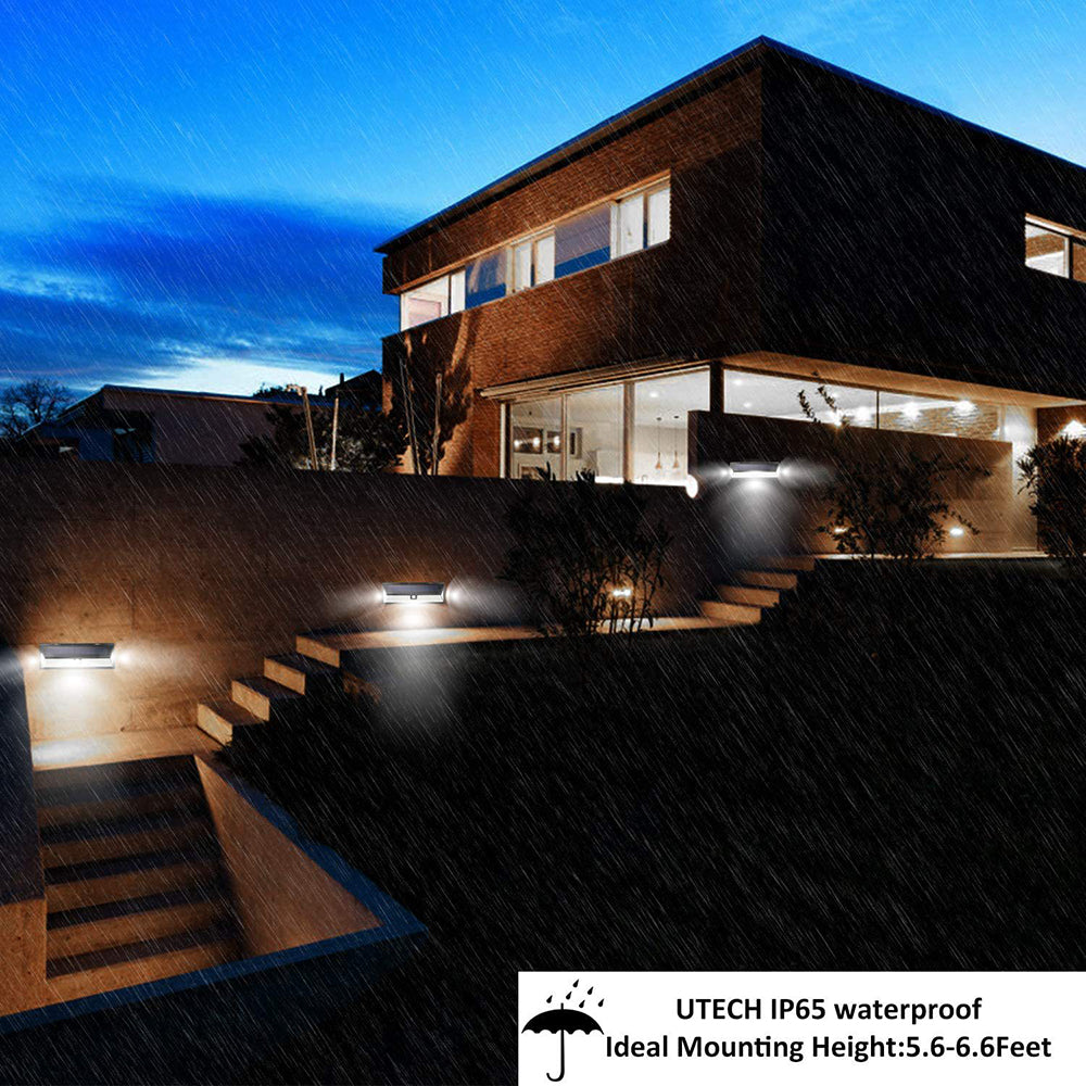 LED Solar Wall Light Outdoor Sensor, 4400mAh Waterproof Garden Light, Strong Bright Wall Lamp for Security