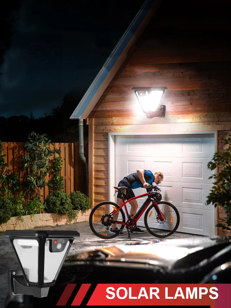 Outdoor LED Solar Light Motion Sensor, Waterproof Wall Garage Floodlight, Remote Control Garden Street Light