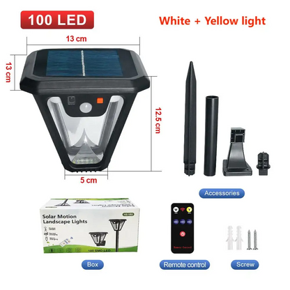 Outdoor LED Solar Light Motion Sensor, Waterproof Wall Garage Floodlight, Remote Control Garden Street Light
