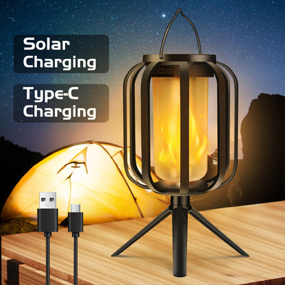 Waterproof Solar Lanterns Outdoor Hanging Lights, Dual Charging Flame Lamp, Christmas Garden Yard Decorative Lantern