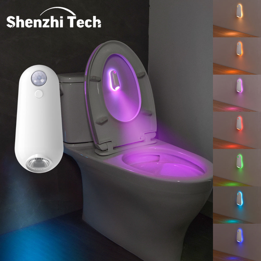 Toilet Seat Lights with Motion Sensor, 8-Color RGB LED Night Light, USB Rechargeable for Home, Camping & Summer Decor