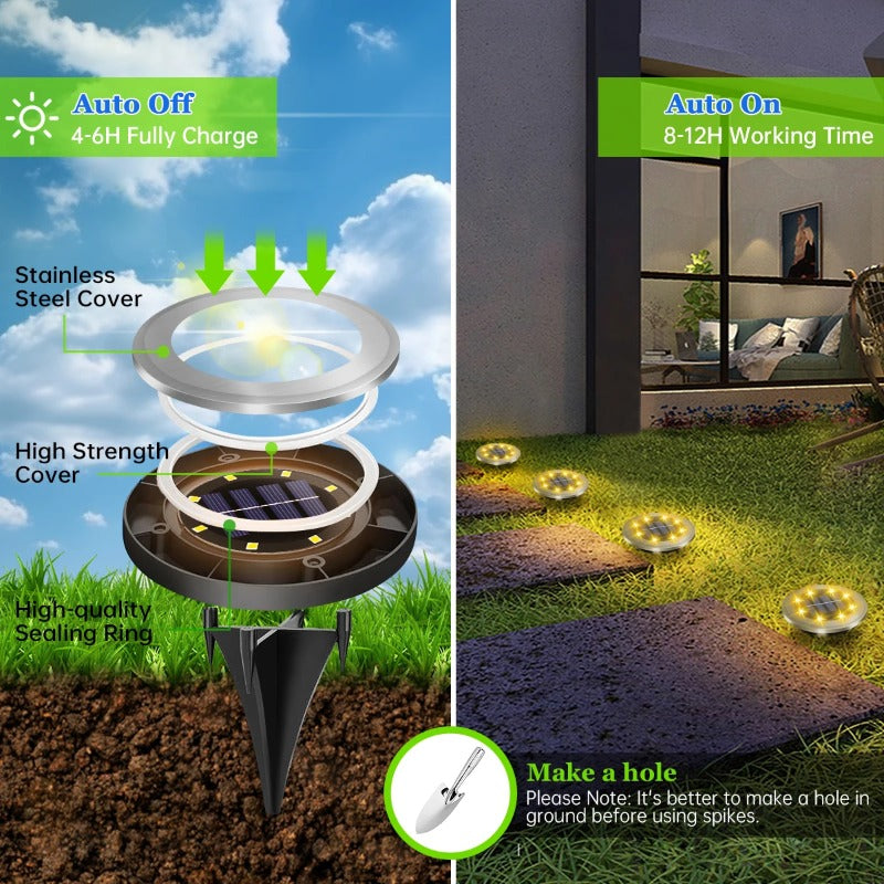 Solar Ground Lights LED Waterproof, Garden Lights Outdoor Bright in Ground Lights, Patio Lawn Landscape Lighting