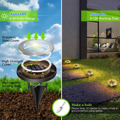 Solar Ground Lights LED Waterproof, Garden Lights Outdoor Bright in Ground Lights, Patio Lawn Landscape Lighting