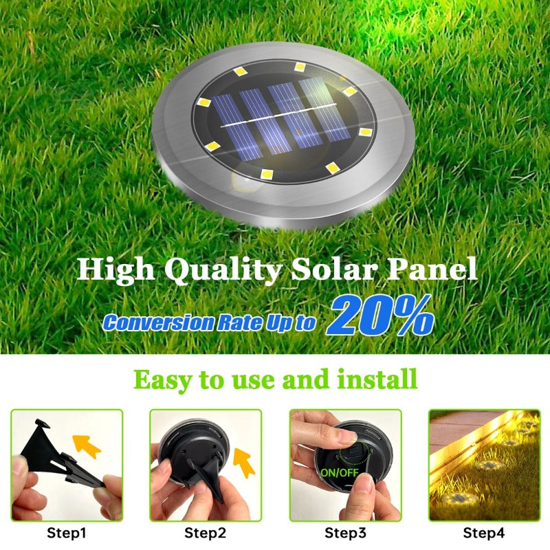 Solar Ground Lights LED Waterproof, Garden Lights Outdoor Bright in Ground Lights, Patio Lawn Landscape Lighting
