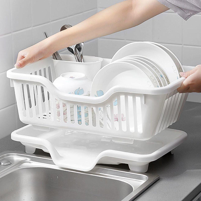 Premium Kitchen Drainage Rack with Drainer Board, Countertop Utensil & Dish Drying Rack for Plates, Bowls, Chopsticks