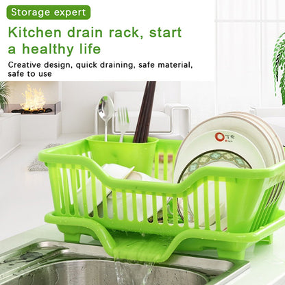 Premium Kitchen Drainage Rack with Drainer Board, Countertop Utensil & Dish Drying Rack for Plates, Bowls, Chopsticks
