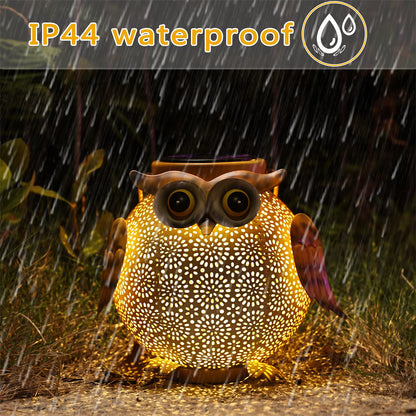 Owl Pattern Hanging Solar Lantern Garden Light, Waterproof Metal Solar Decor for Outdoor Patio, Yard Table or Pathway