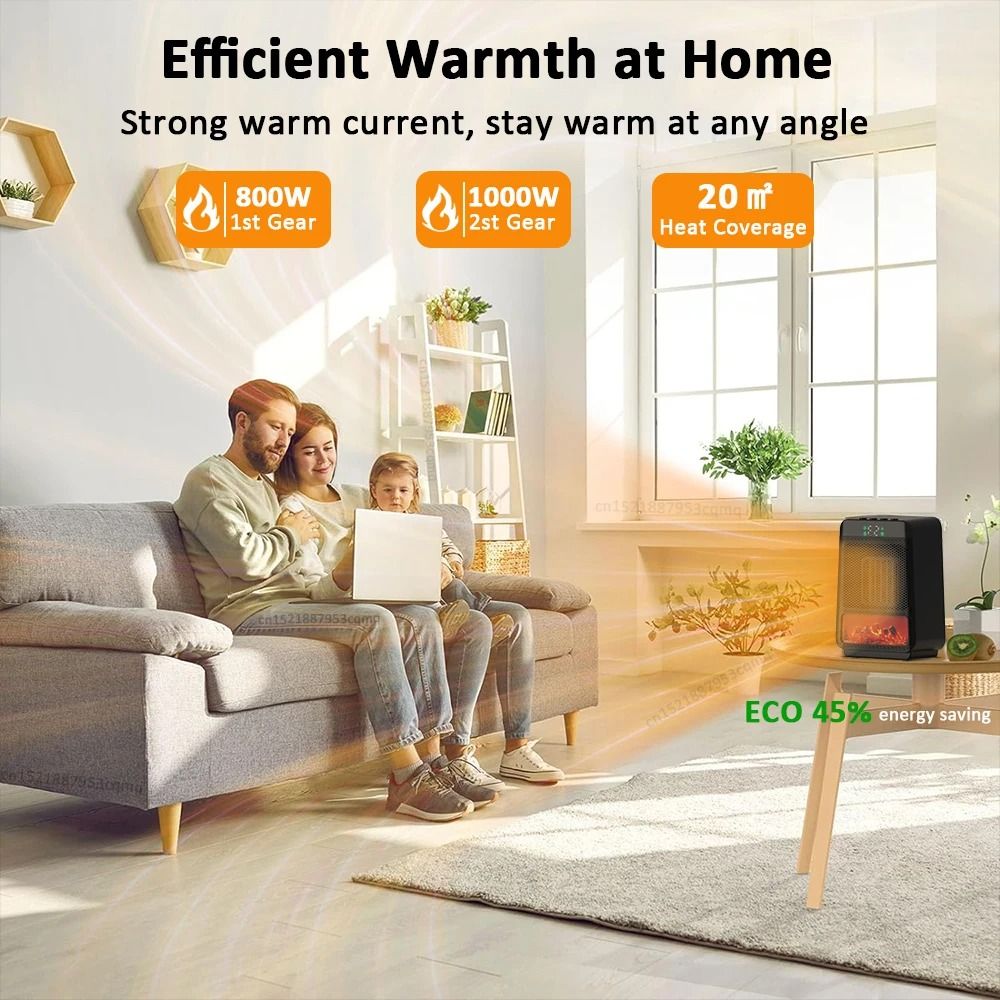 Mini Space Heater With Realistic Flame Effect Fan Heater 2