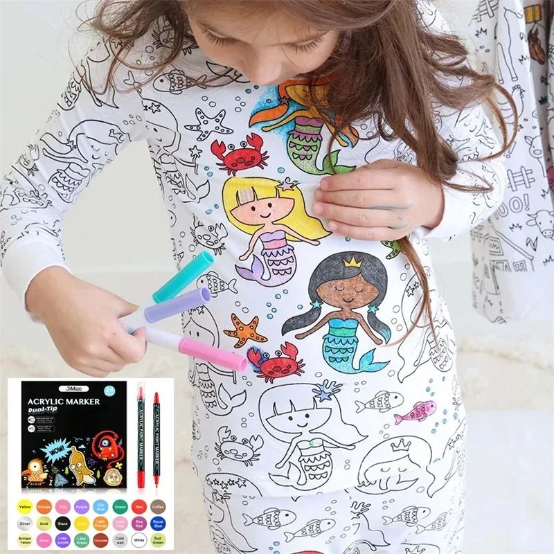 Colorable Pajama Set for Children DIY Coloring Kit