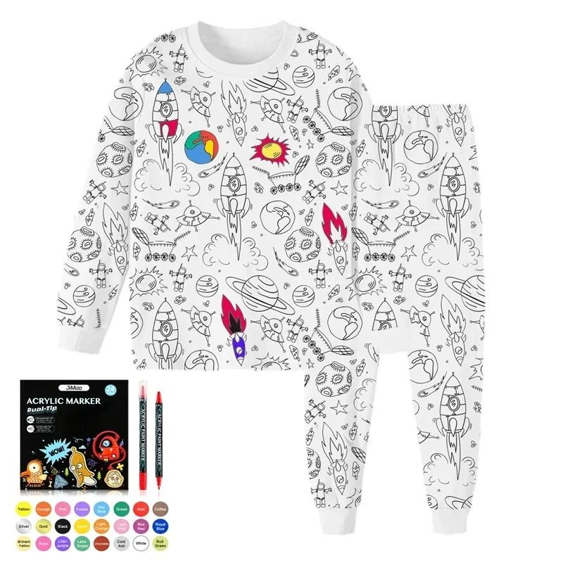 Colorable Pajama Set For Children DIY Coloring Kit 1