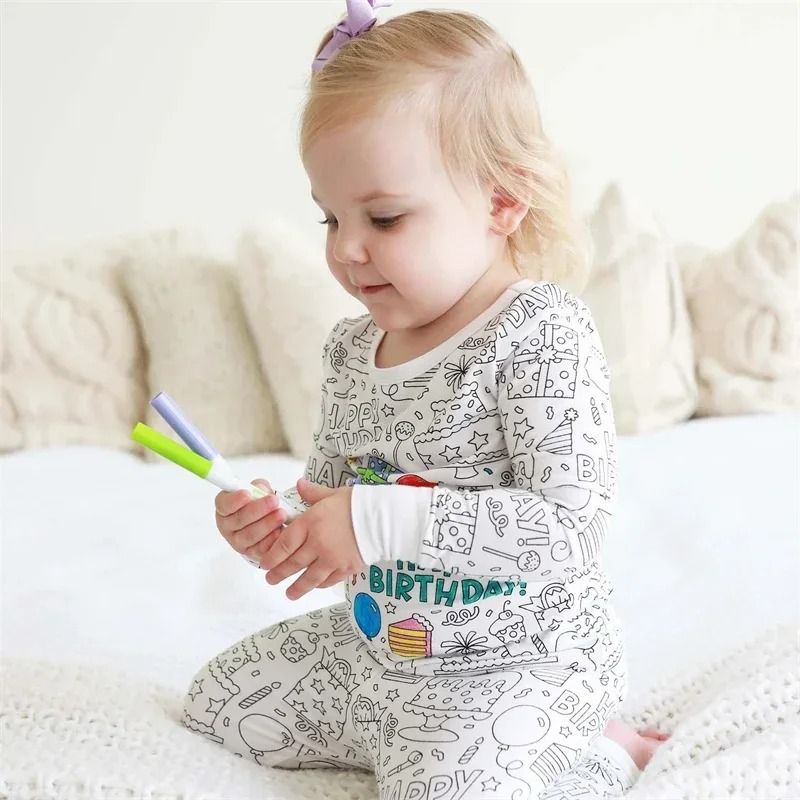 Colorable Pajama Set For Children DIY Coloring Kit 5