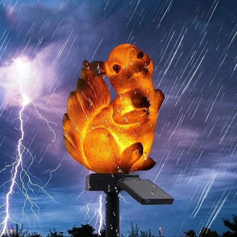 Solar Squirrel Outdoor Light LED Cute Garden Decoration, Waterproof Animal Plug Lights Landscape Decor