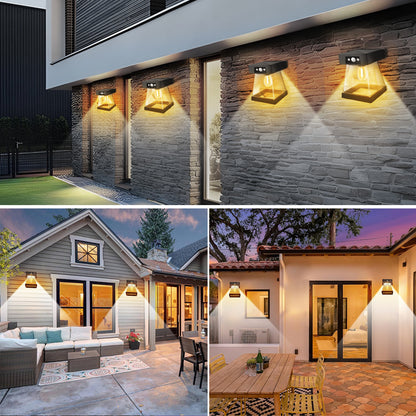 Motion Sensor Solar Porch Lights, Outdoor Wall Lanterns Light 3 Lighting Modes, Waterproof Gate Light for Yard Patio