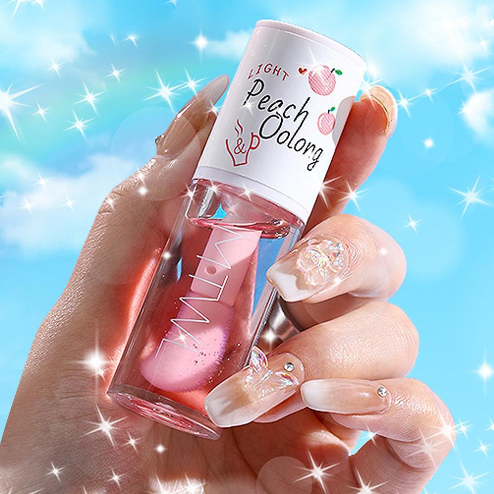Honey Peach Lip Oil, Long Lasting Hydrating Lip Tint, Non-sticky Moisturizing Lip Plumper Serum Make Up