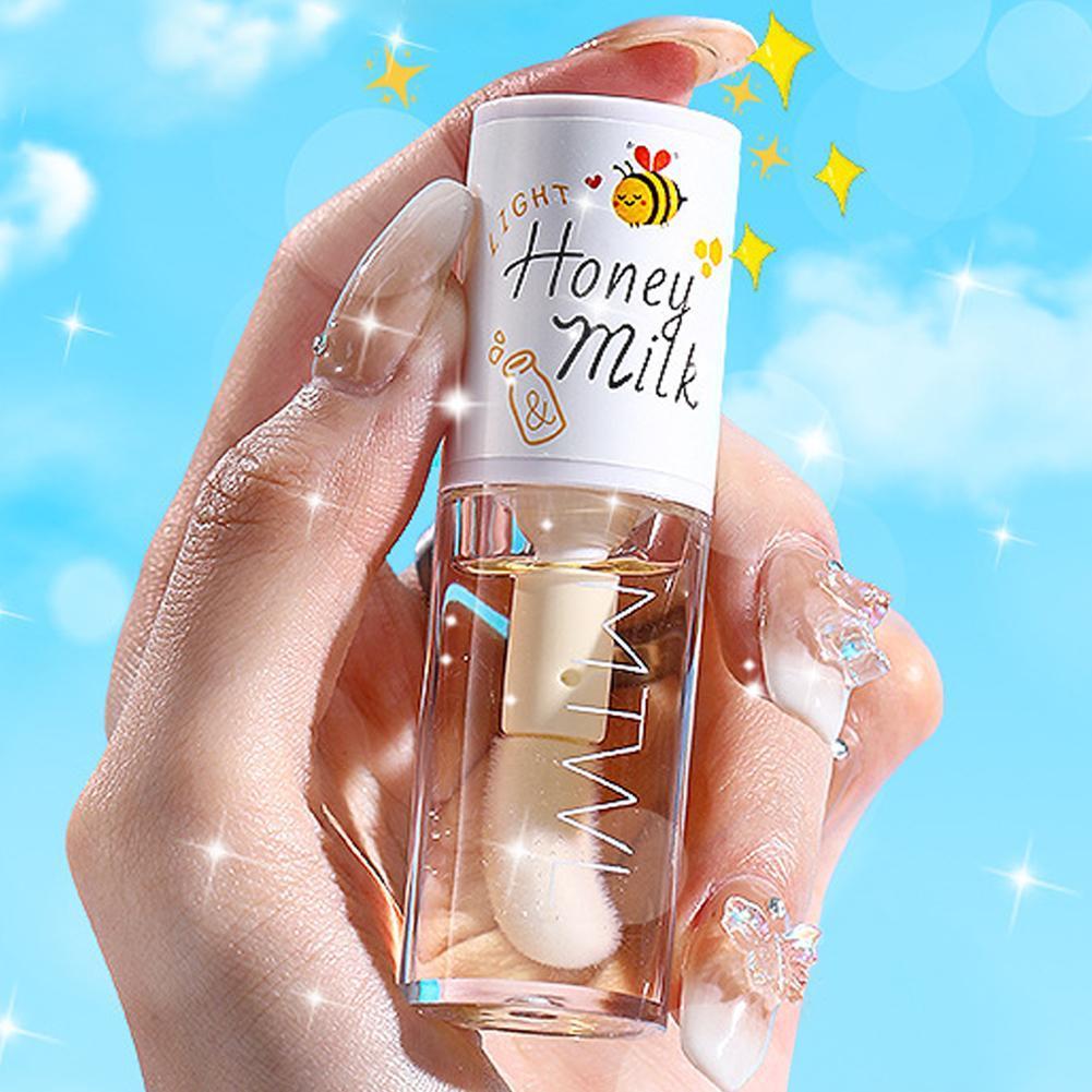 Honey Peach Lip Oil Long Lasting Hydrating Lip Tint Nonsticky Moisturizing Lip Plumper Serum Make U 5