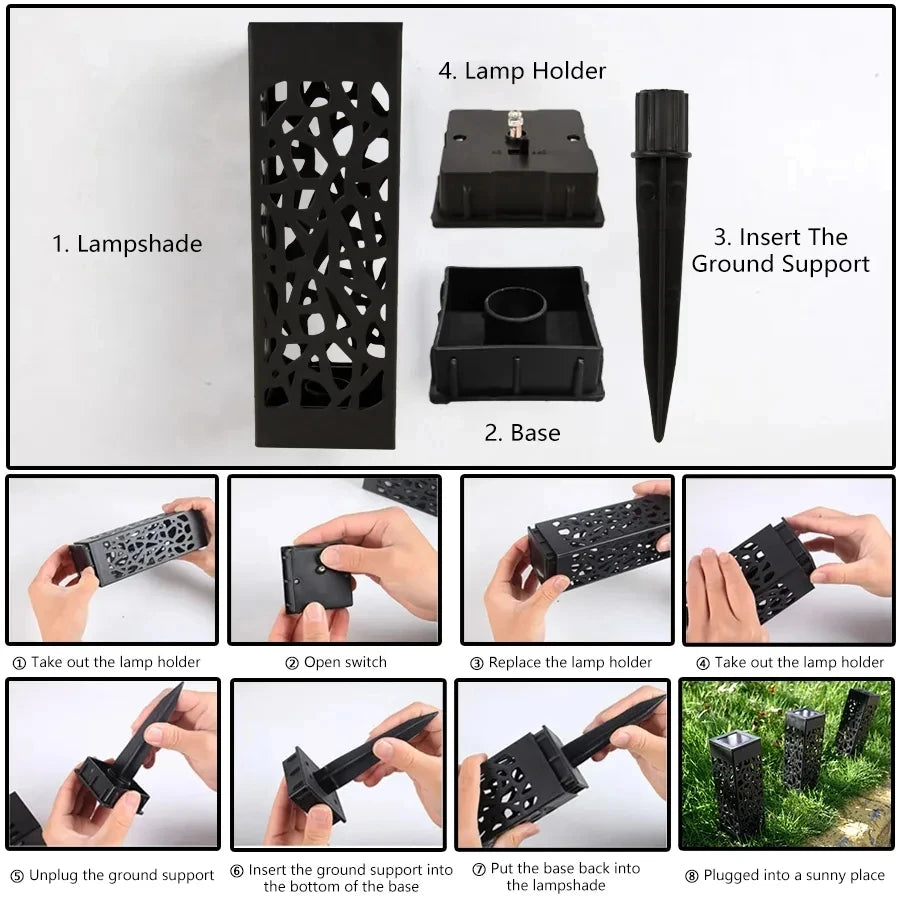 Retro Outdoor Solar LED Solar Lawn Lights, Waterproof Garden Pathway Lamp, Patio Yard Landscape Decoration Buried Light