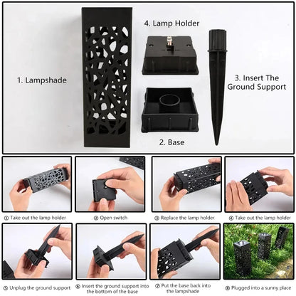 Retro Outdoor Solar LED Solar Lawn Lights, Waterproof Garden Pathway Lamp, Patio Yard Landscape Decoration Buried Light