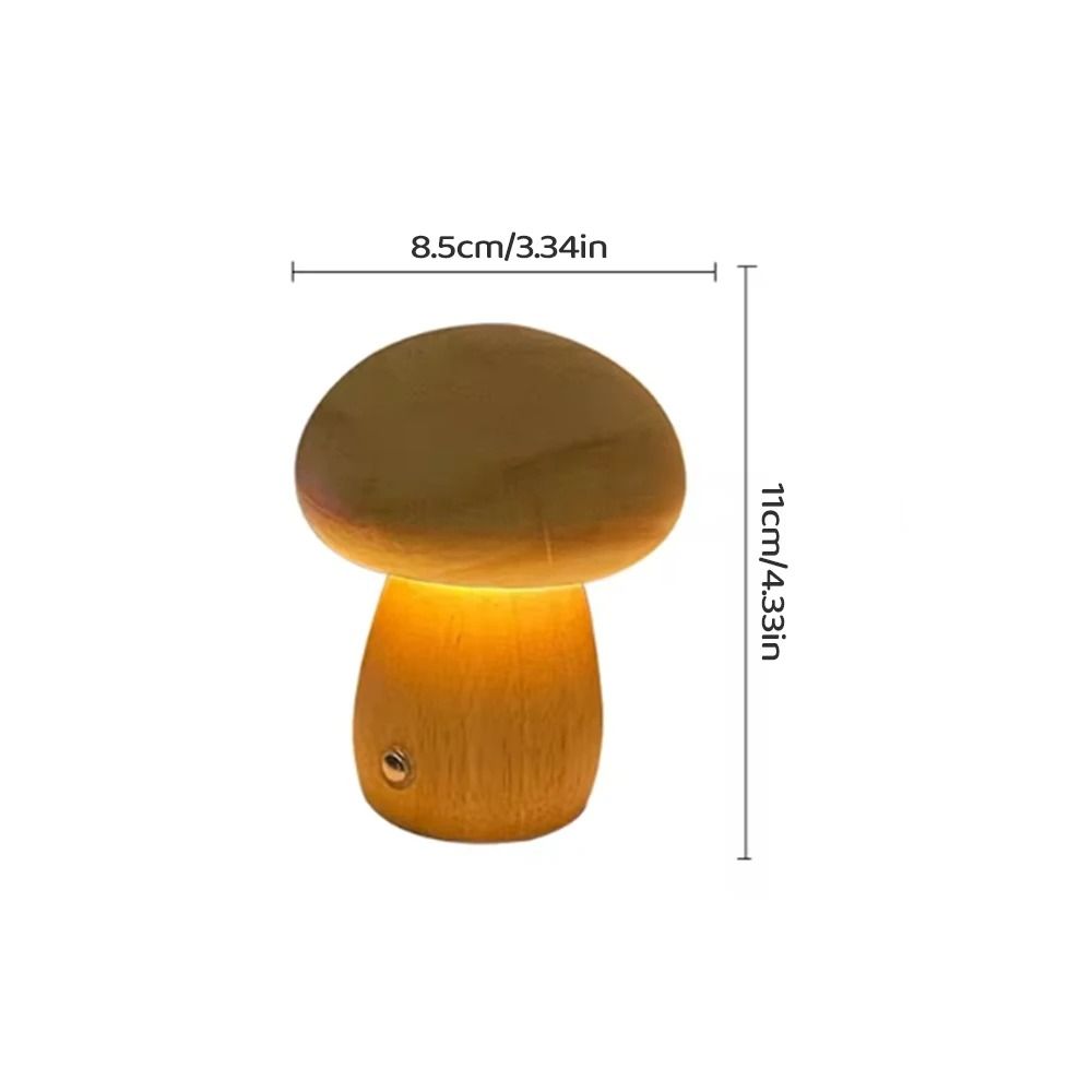 Wooden Mushroom Night Light With Stepless Dimming And Rechargeable Battery 6