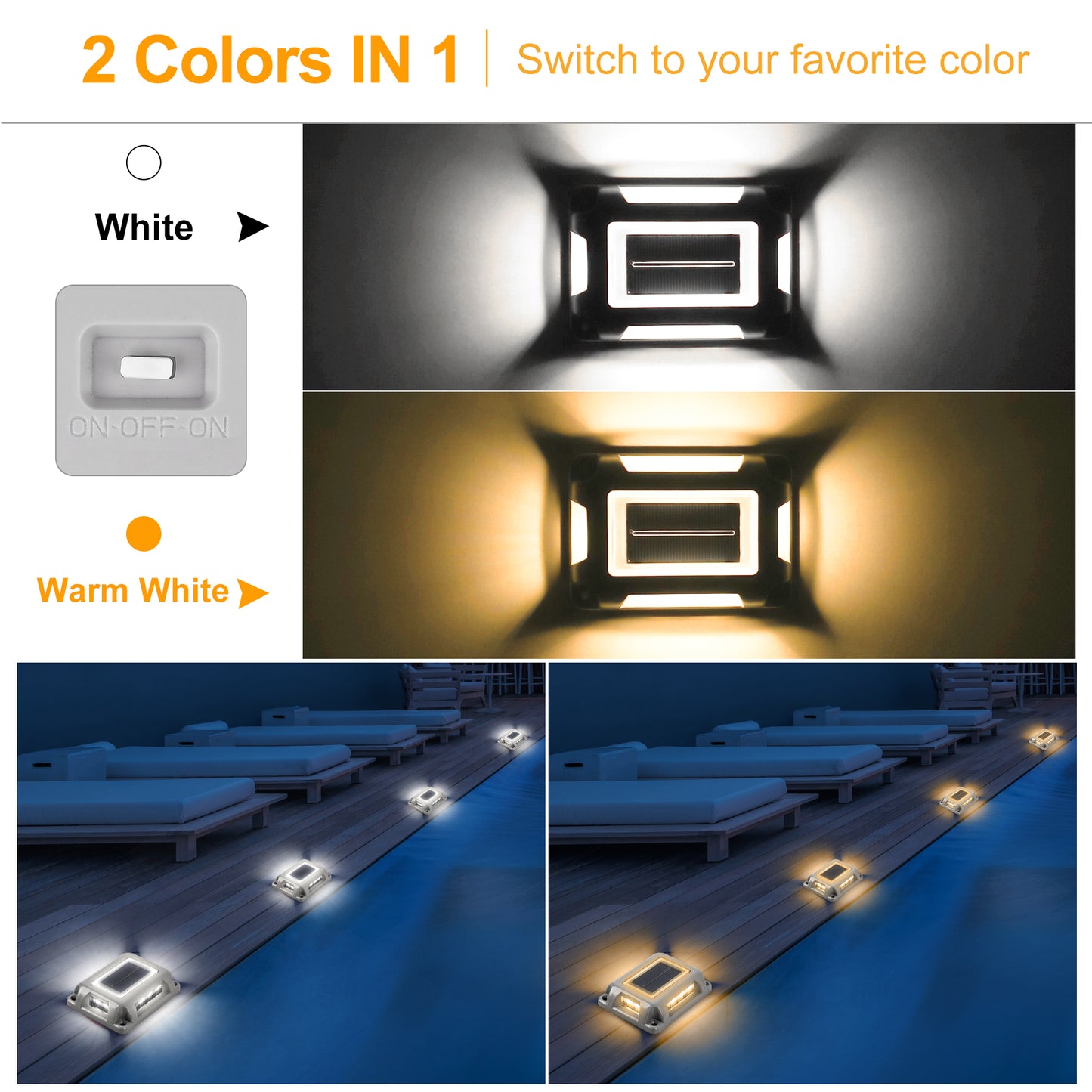 16LEDs Rectangle Solar Ground Light, IP65 Waterproof Driveway Marker, Step Light for Deck Pathway Garden