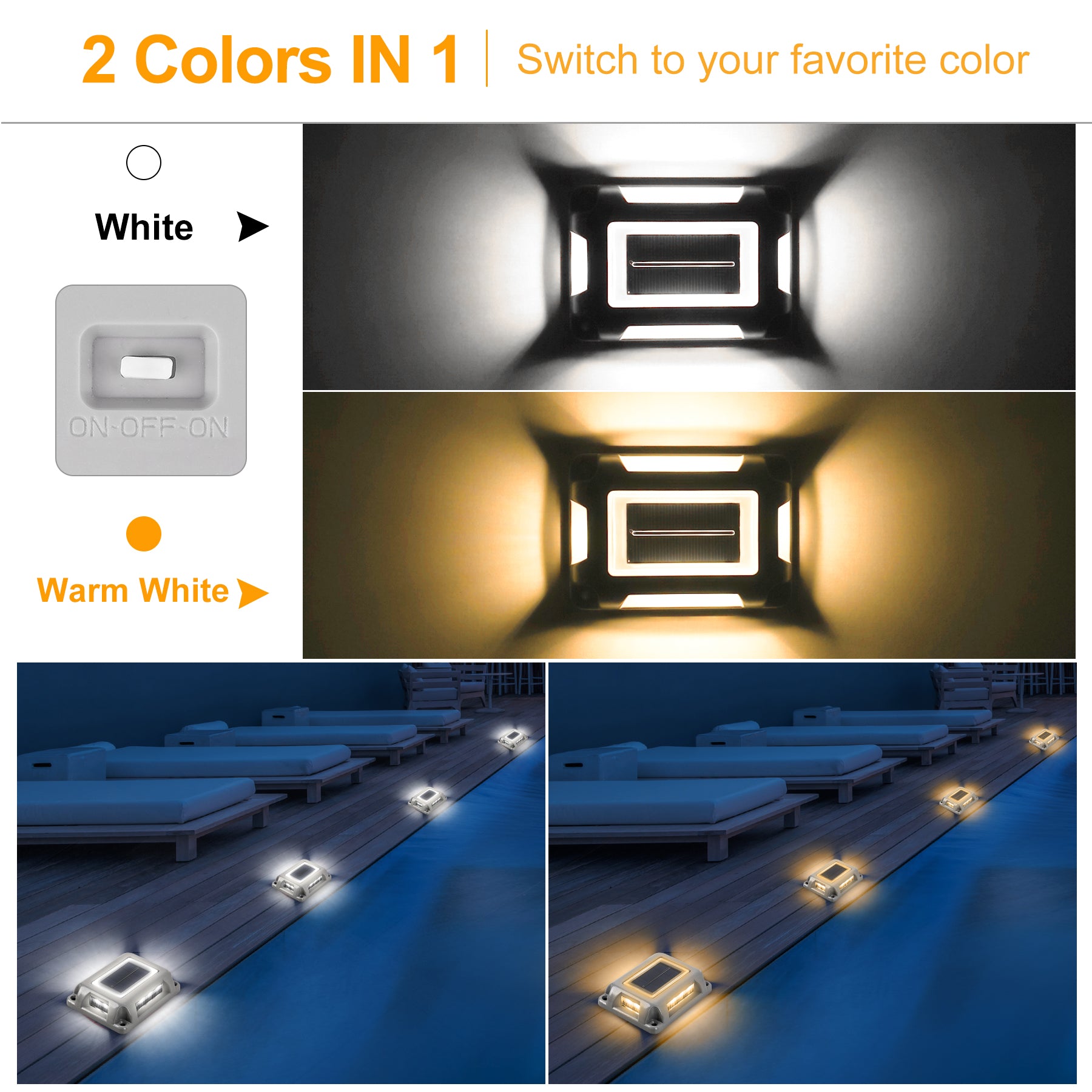 16LEDs Rectangle Solar Ground Light, IP65 Waterproof Driveway Marker, Step Light for Deck Pathway Garden