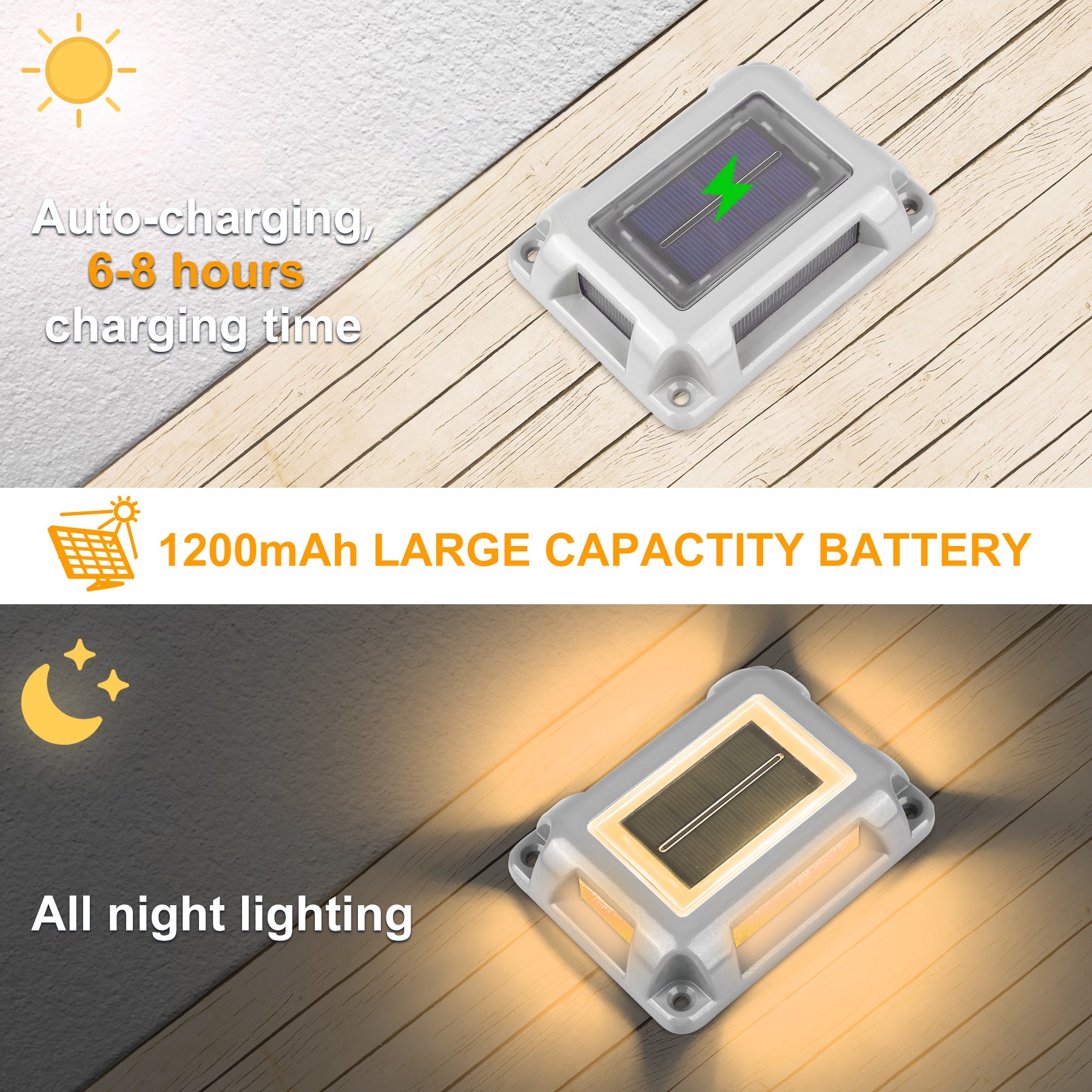 16LEDs Rectangle Solar Ground Light, IP65 Waterproof Driveway Marker, Step Light for Deck Pathway Garden
