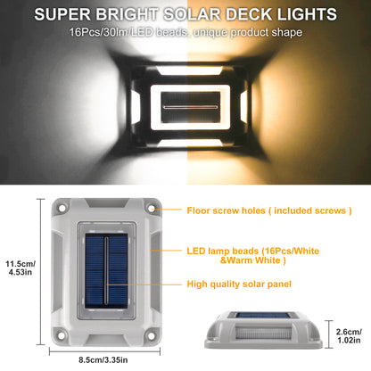 16LEDs Rectangle Solar Ground Light, IP65 Waterproof Driveway Marker, Step Light for Deck Pathway Garden