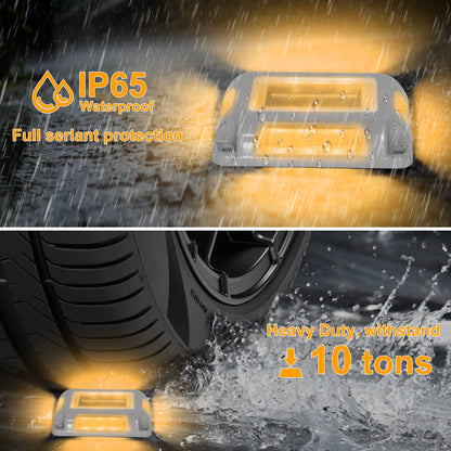16LEDs Rectangle Solar Ground Light, IP65 Waterproof Driveway Marker, Step Light for Deck Pathway Garden